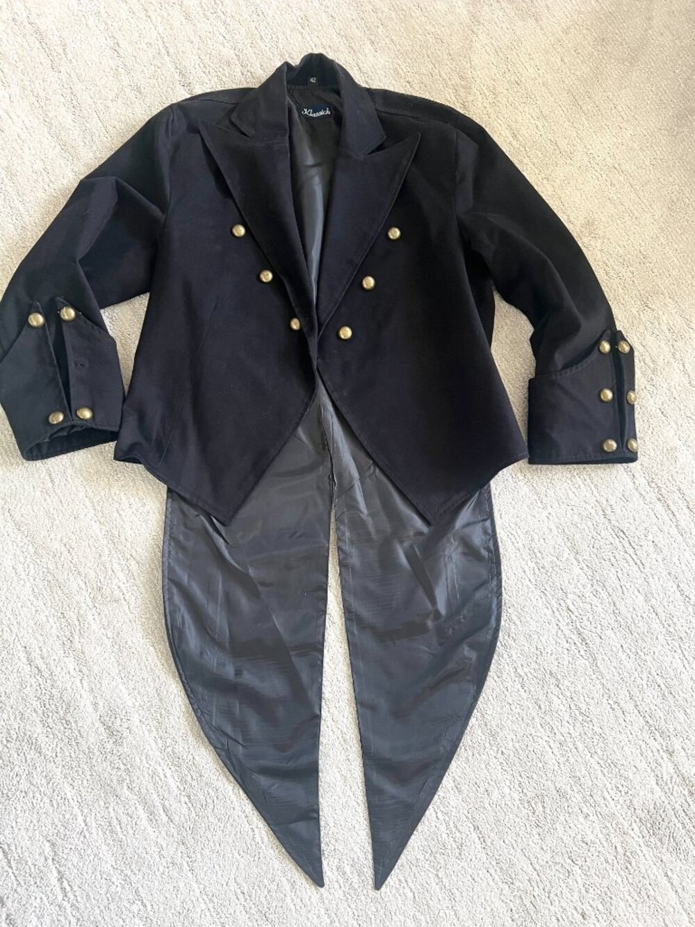 Klassich Steampunk Goth Black Swallow Tail Jacket - Size 42